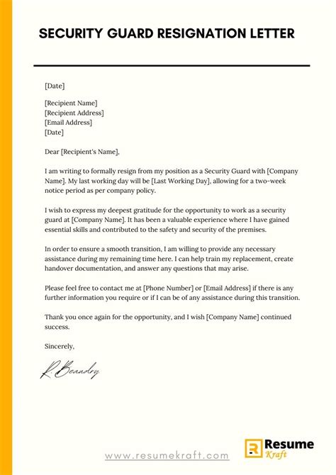 security guard resignation letter tagalog sample