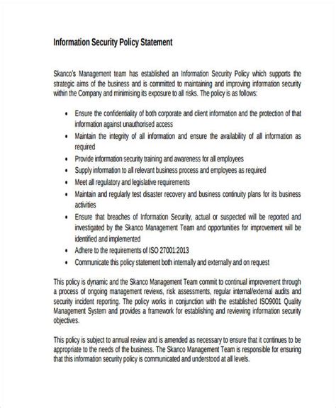 security policy statement example