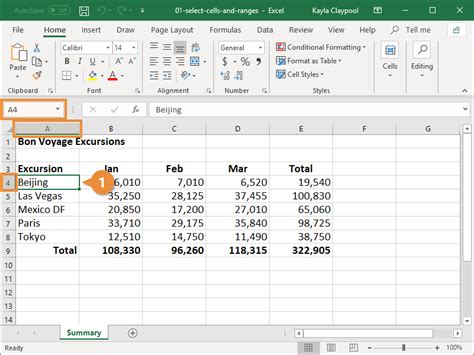 select cells in excel