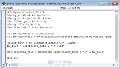 select file in excel vba