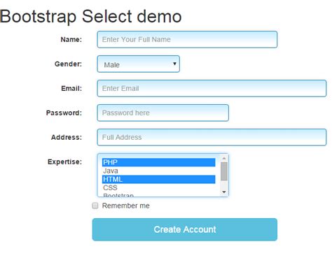 select form html bootstrap