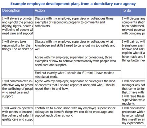 self development plan examples for employees