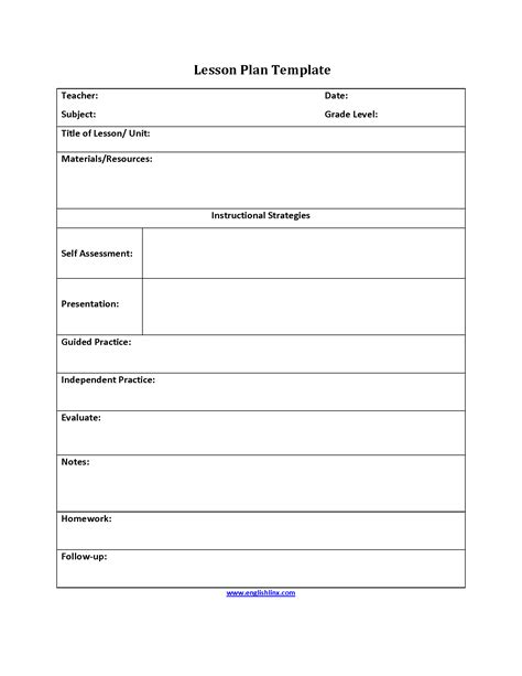 self evaluation lesson plan example pdf