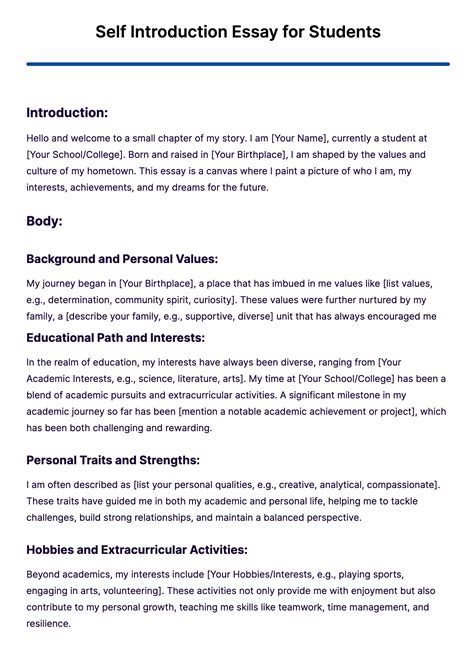 self introduction example for school students