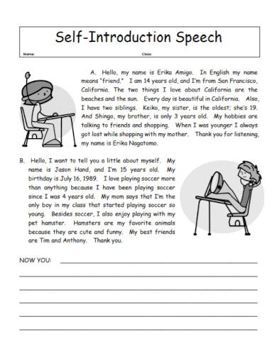 self introduction ideas for students in school