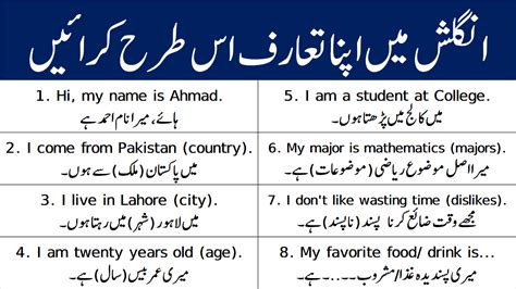 self introduction meaning in urdu