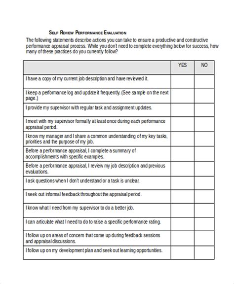 self performance review answers examples pdf