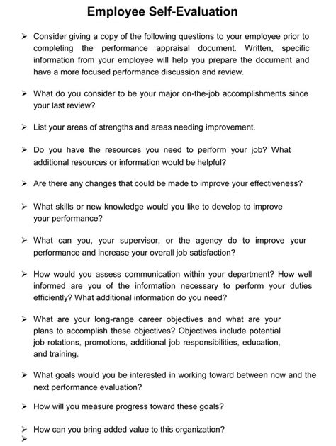 self performance review questions and answers