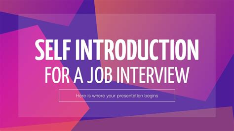 self presentation for job interview example