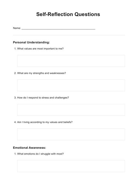 self reflection questions for work examples