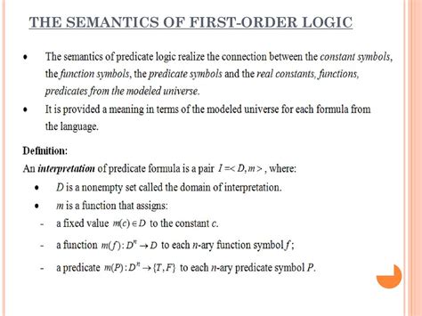 semantics of first order logic with examples