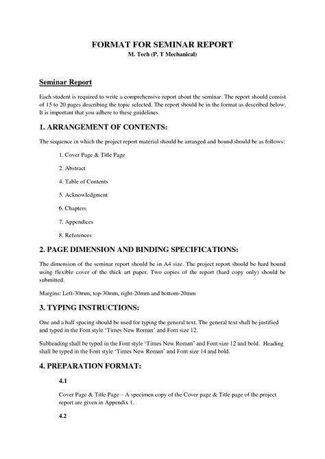 seminar report format example