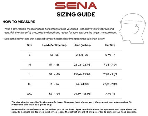 Sena Helmet Size Chart