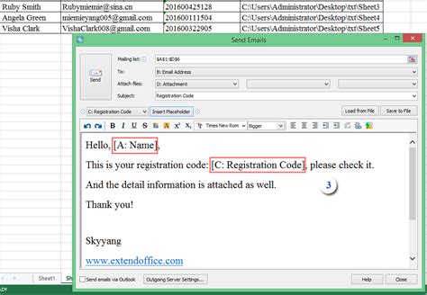 send mass email from excel list