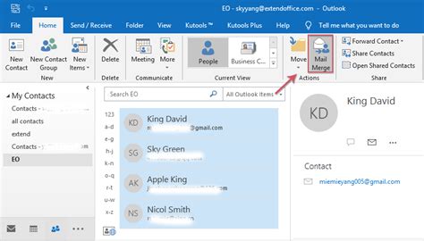 sending mail merge to email to multiple recipients in the same message