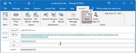 sending multiple bcc emails in outlook