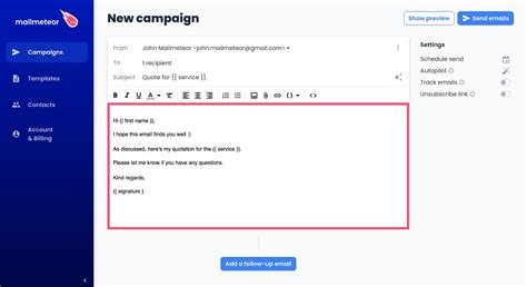 sending quotation email to client
