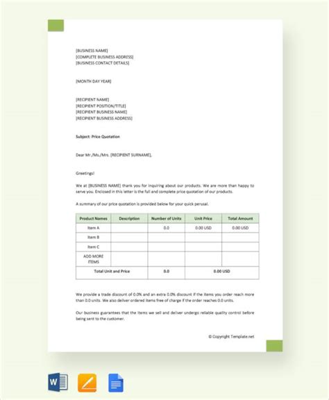 sending revised quotation email sample pdf