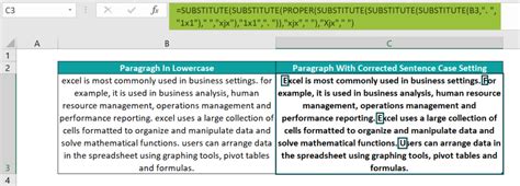 sentence for excel