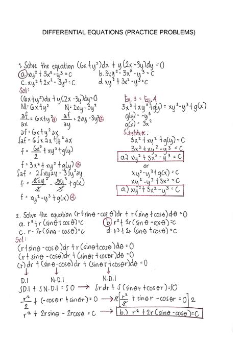 separable differential equations practice problems with solutions