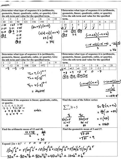 sequence and series answers