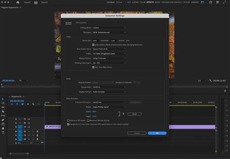 sequence settings premiere pro not working
