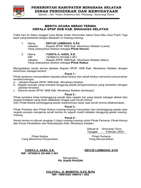 serah terima jabatan