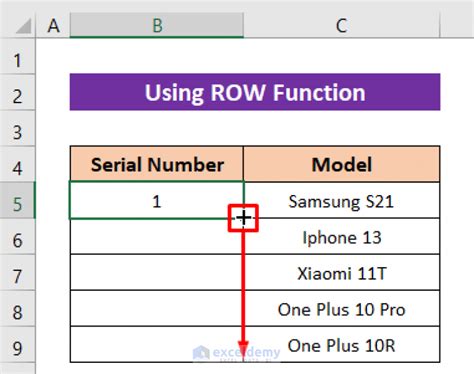 serial number formula in excel
