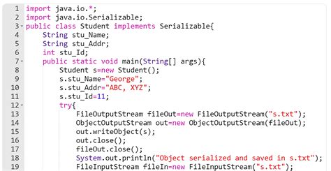 serialization in java real time example