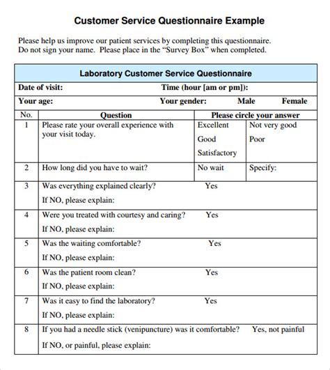 service survey questions examples