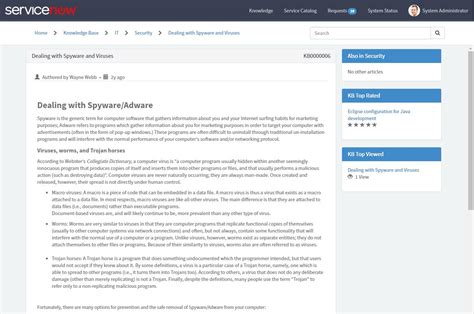 servicenow knowledge base article examples
