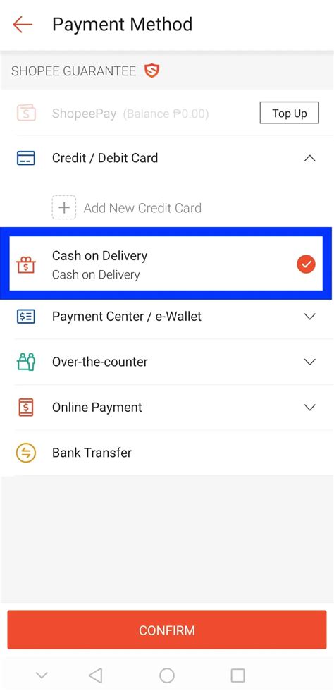 set default payment method shopee