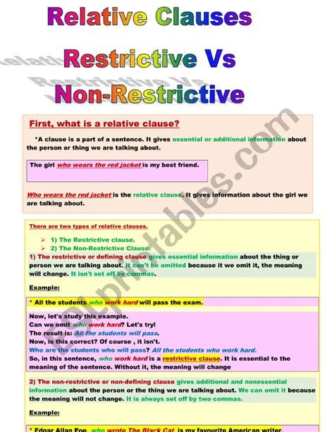 setting apart non restrictive relative clauses examples