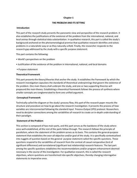 setting of the study thesis example