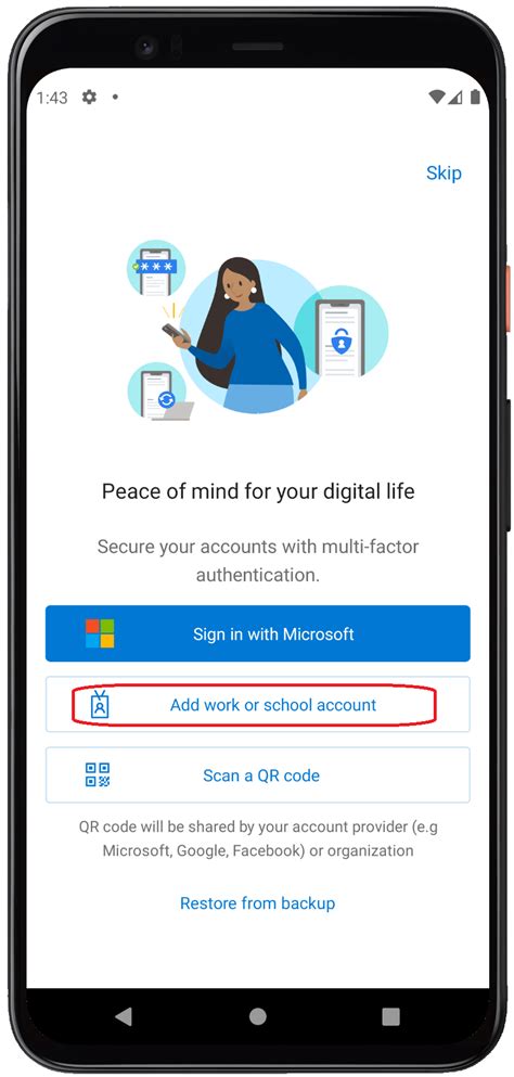 setting up microsoft authenticator on android