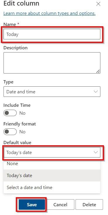 sharepoint list current date and time