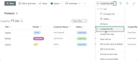 sharepoint list filter current user
