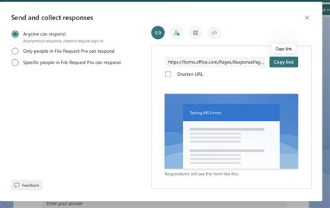 sharing a microsoft form for others to use