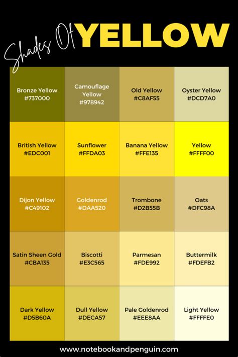 shining yellow colour code