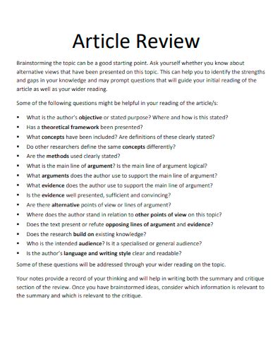 short article review example pdf