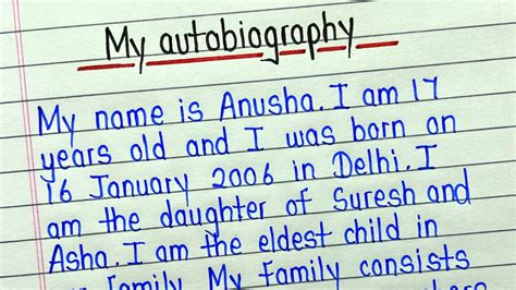 short autobiography example for students about self