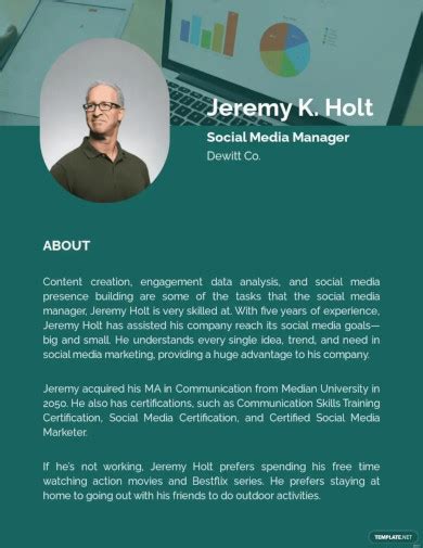 short bio examples for work website