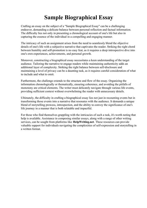 short biographical essay example for students