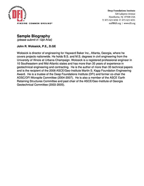 short biographical note example