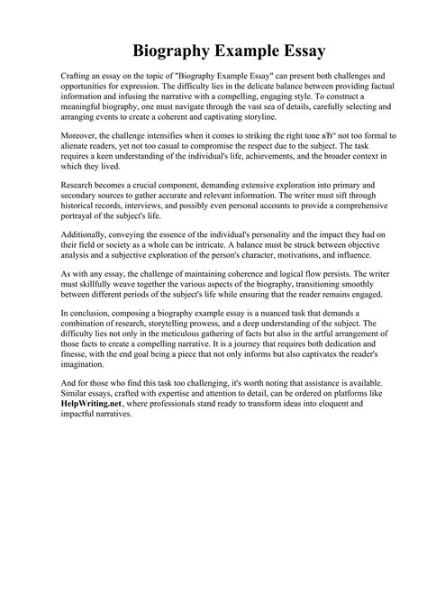 short biography essay example for students