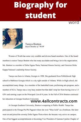 short biography examples for students
