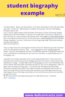 short biography examples student