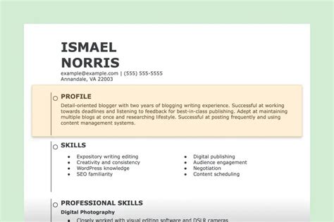 short cv profile
