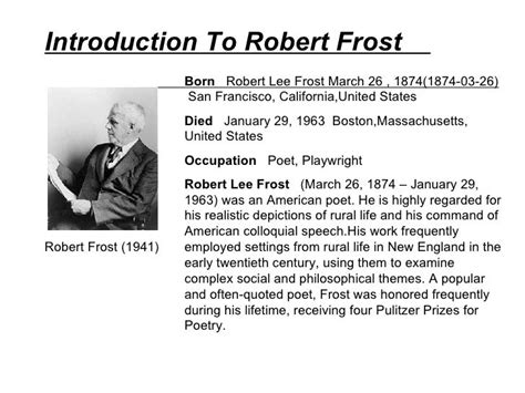 short description about robert frost