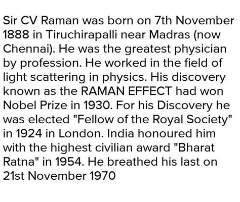short descriptive paragraph on cv raman